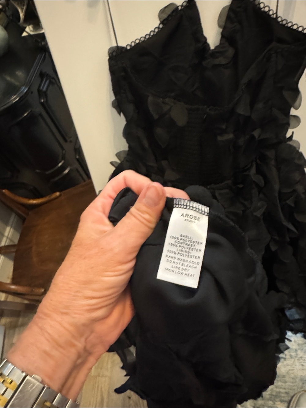 Arose Studio Women’s Black Ruffle 3 Tiered Party Dress - Picture 6 of 7
